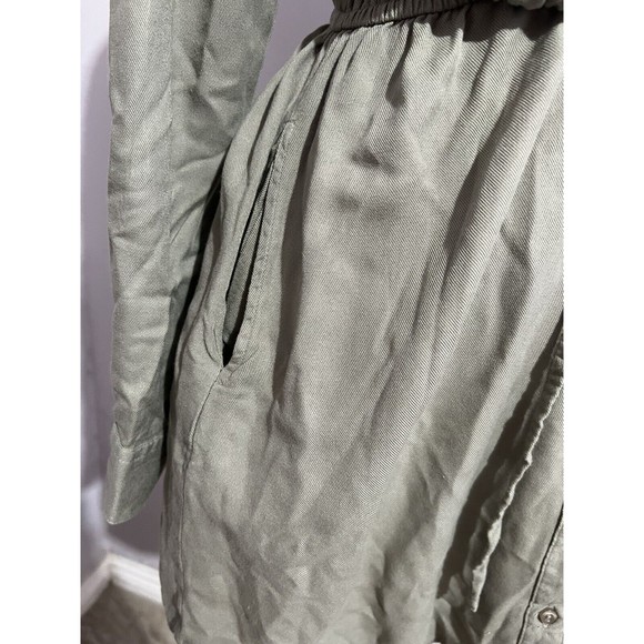 Japna Green Elastic Waist Mini Dress Long Sleeve - Picture 3 of 7